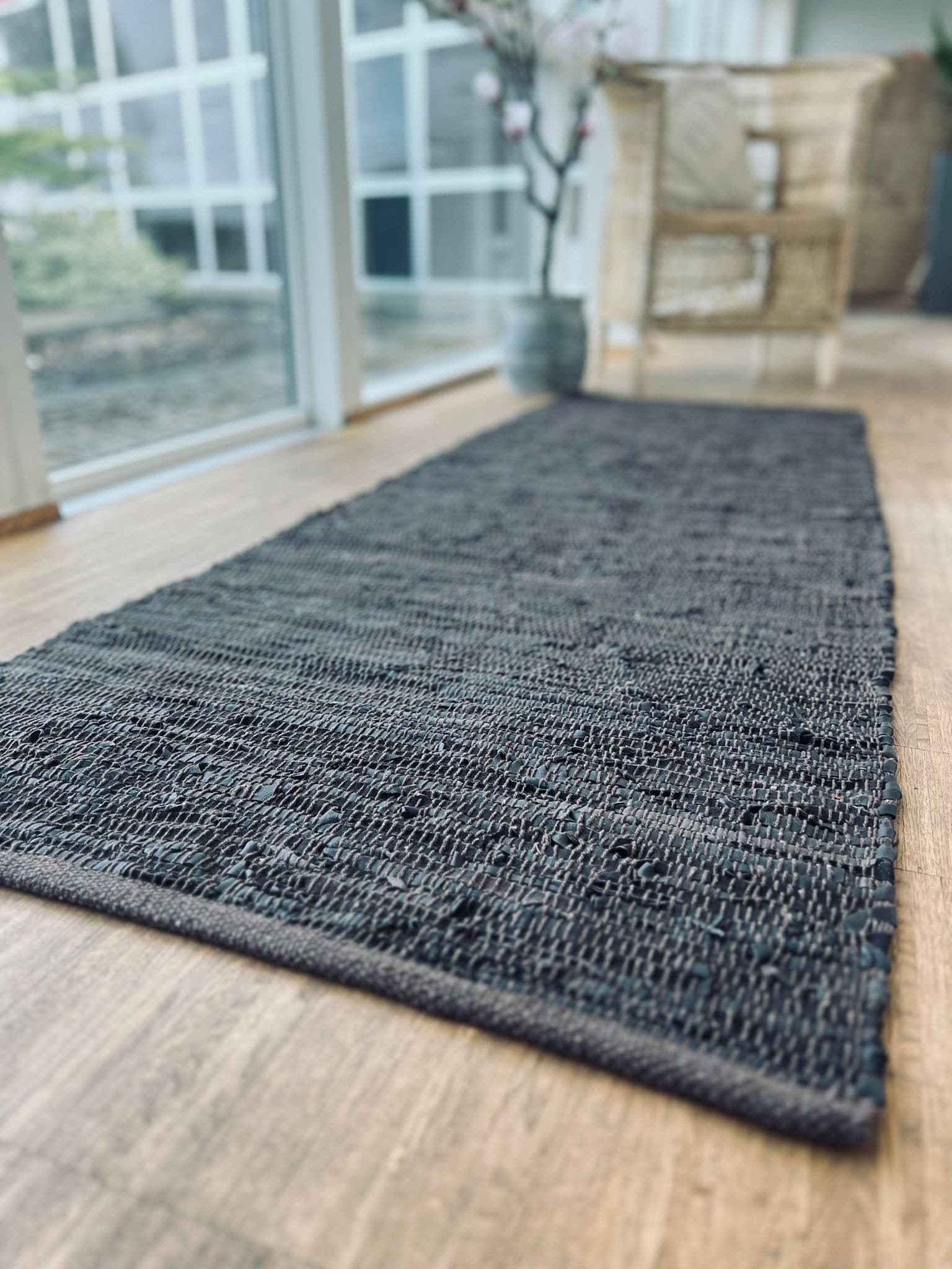 Gulvtæppe i læder - 70x200 cm Valnød