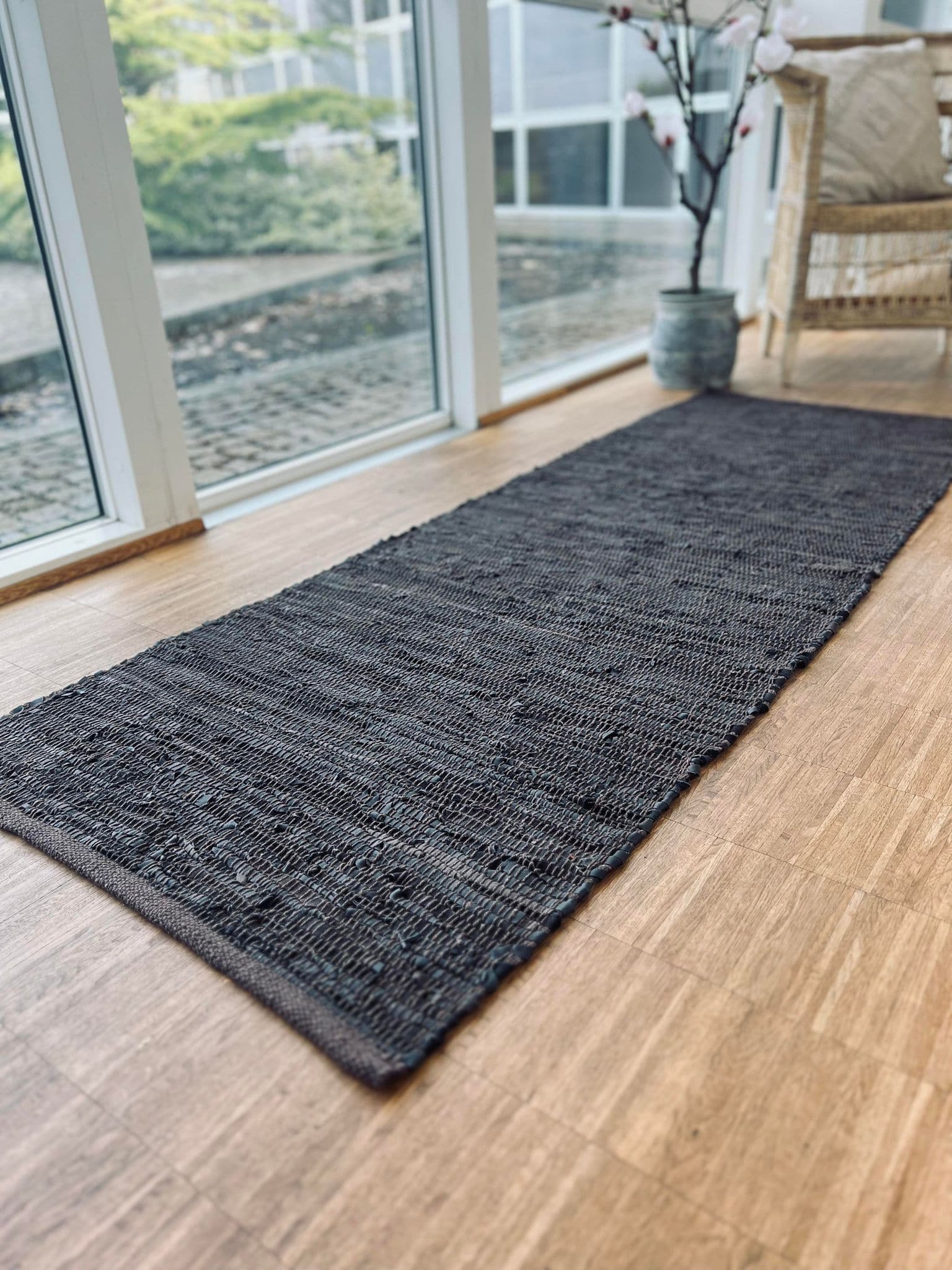 Gulvtæppe i læder - 70x200 cm Valnød