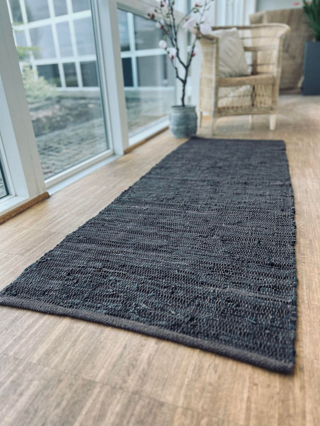 Gulvtæppe i læder - 70x200 cm Valnød