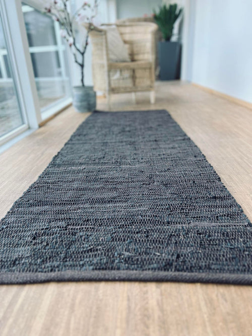 Gulvtæppe i læder - 70x200 cm Valnød