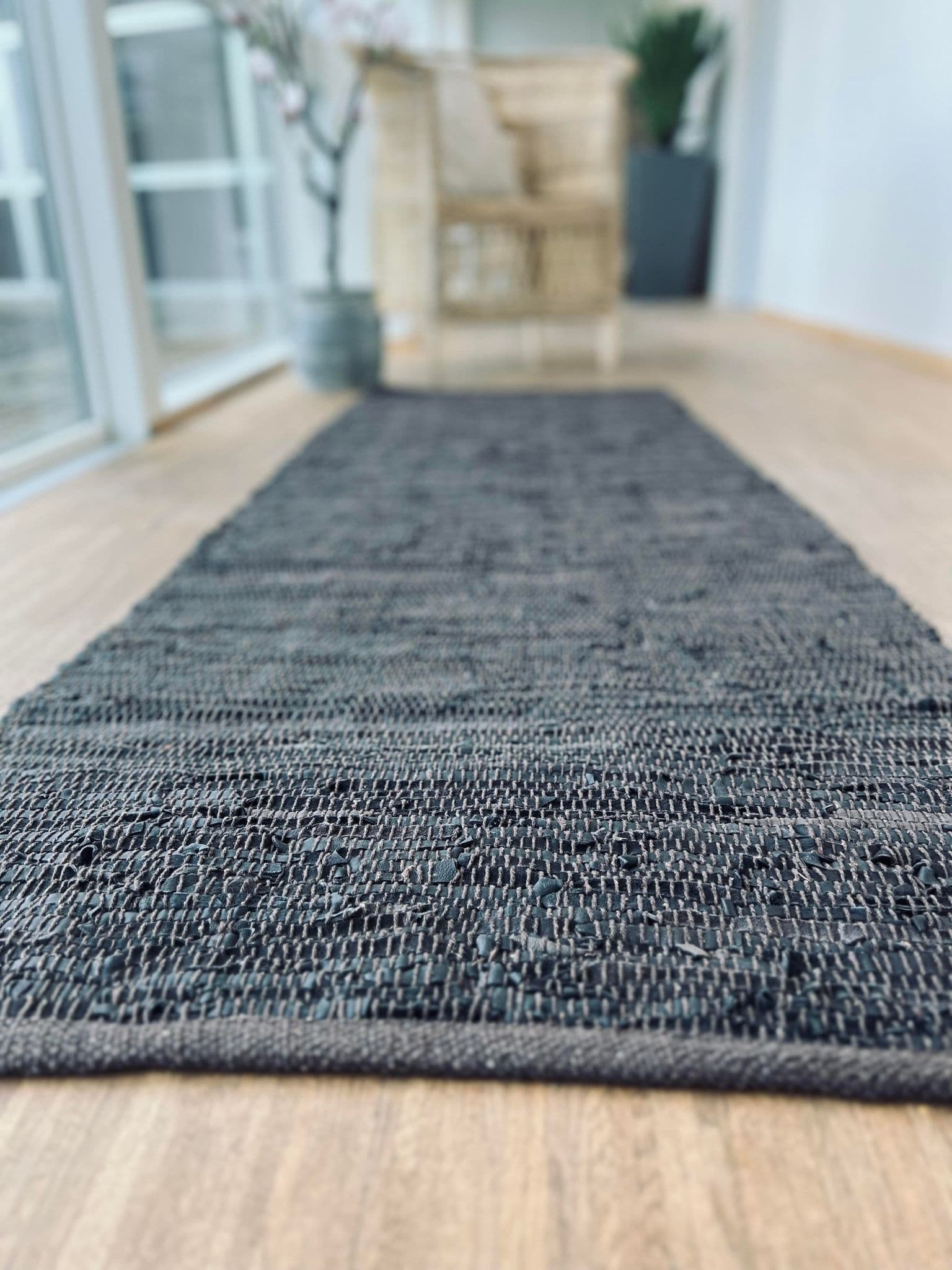 Gulvtæppe i læder - 70x200 cm Valnød