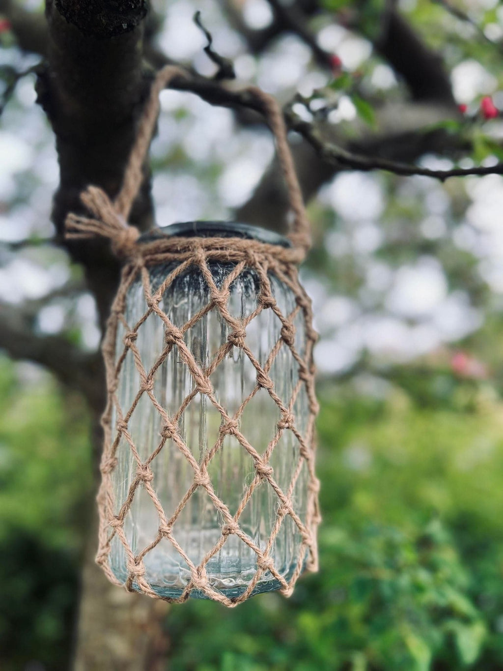 Solcelle lanterne - Glas og jute