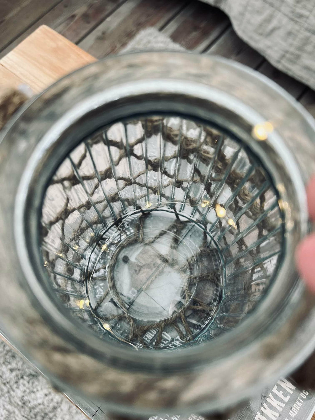 Solcelle lanterne - Glas og jute
