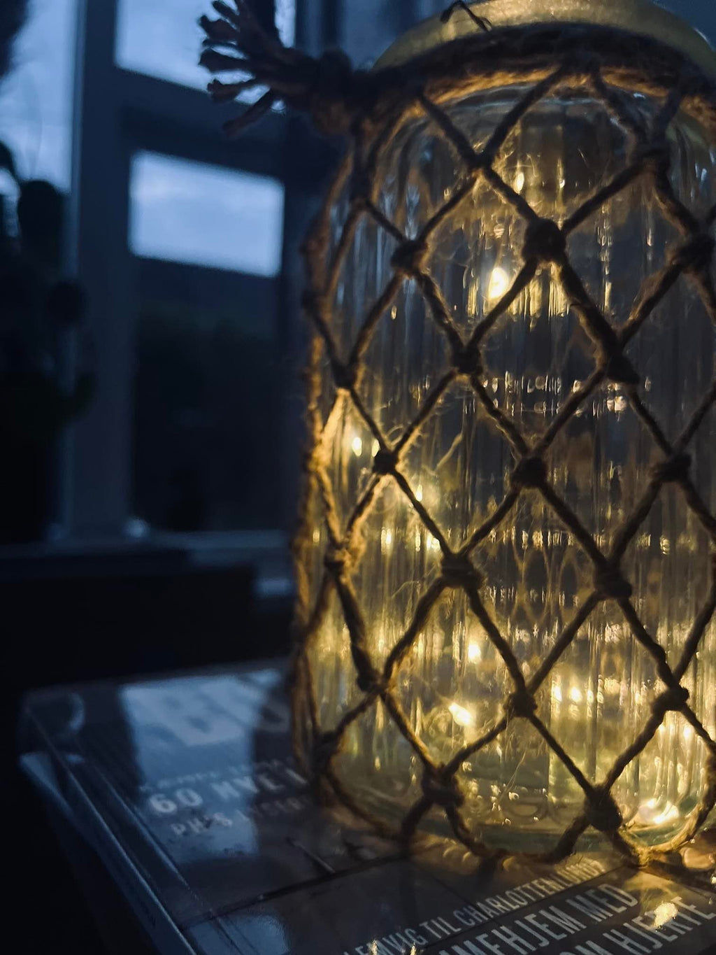 Solcelle lanterne - Glas og jute