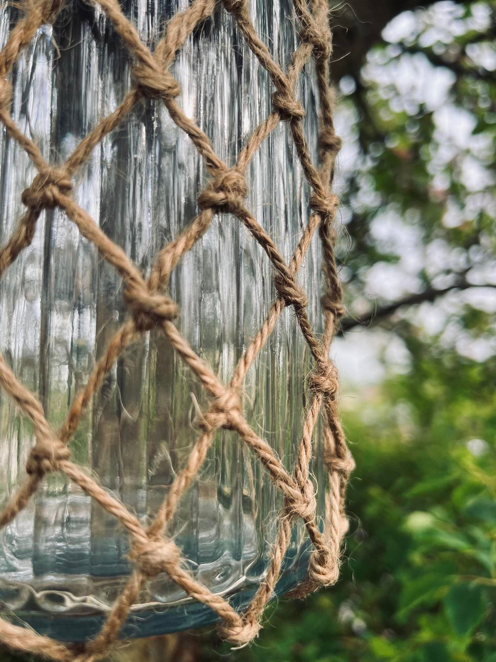 Solcelle lanterne - Glas og jute