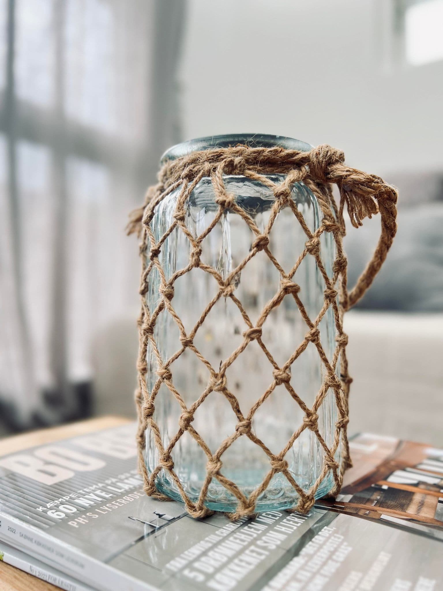 Solcelle lanterne - Glas og jute